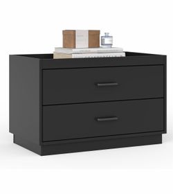 Stackable Storage with 2 Drawers, 28"W Storage Bins ,Wood Stackable Closet Organizer Modern Large Stackable Storage Units ,Black