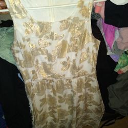 WOMEN'S WHITE & GOLD DRESS