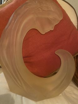 Beautiful Large Frosted Carved Glass Sculpture - 19” Tall