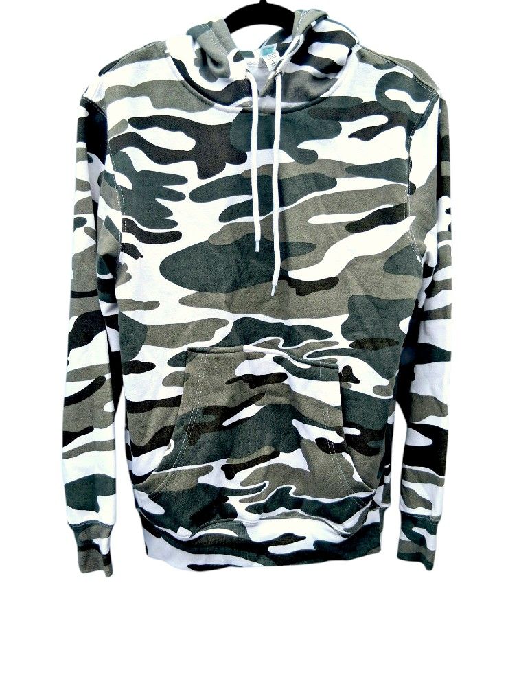 (SM) Cozycozy Drawstring PULLOVER HOODED SWEATSHIRT in a Classic Camo Print.