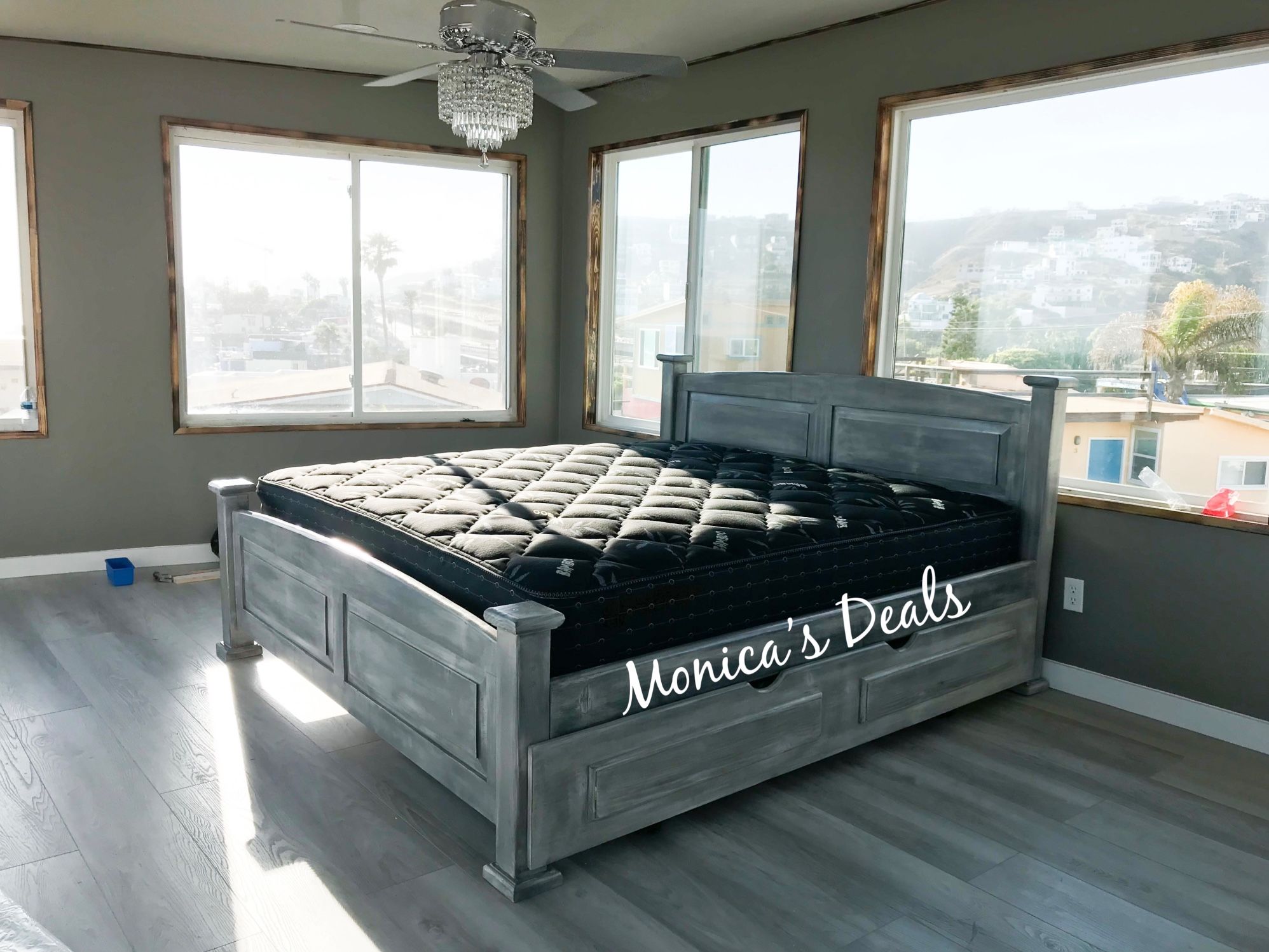 King Solid Wood Bed With Twin Trundle And Both Mattresses $1,200
