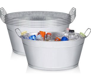 BARsics Large 6-Gallon Galvanized Tin Beverage Tub, 20x14x10 inches (Pack of 6)