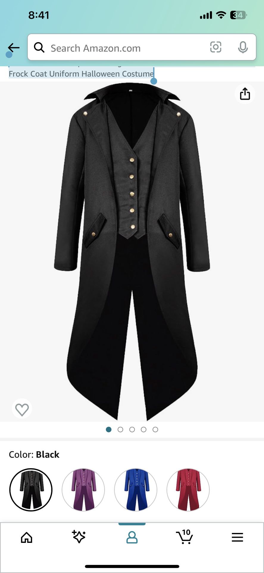 H&ZY Unisex Steampunk Vintage Tailcoat Jacket Gothic Victorian Frock Coat Uniform Halloween Costume