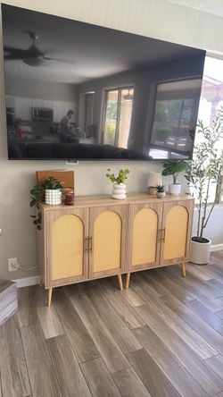 Mid-Century Rattan Sideboard Cabinet
