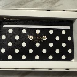 Kate Spade Black & White Polka Dot Wallet New w/tags