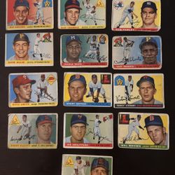 Lot (13) 1955 Topps Baseball- Lower Grade - Great Cards For Set Build - No Duplicates