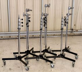 🎬 Professional Heavy-Duty C-Stand Package – Lot of 6 | Impact Grip Heads | Studio Production Equipment