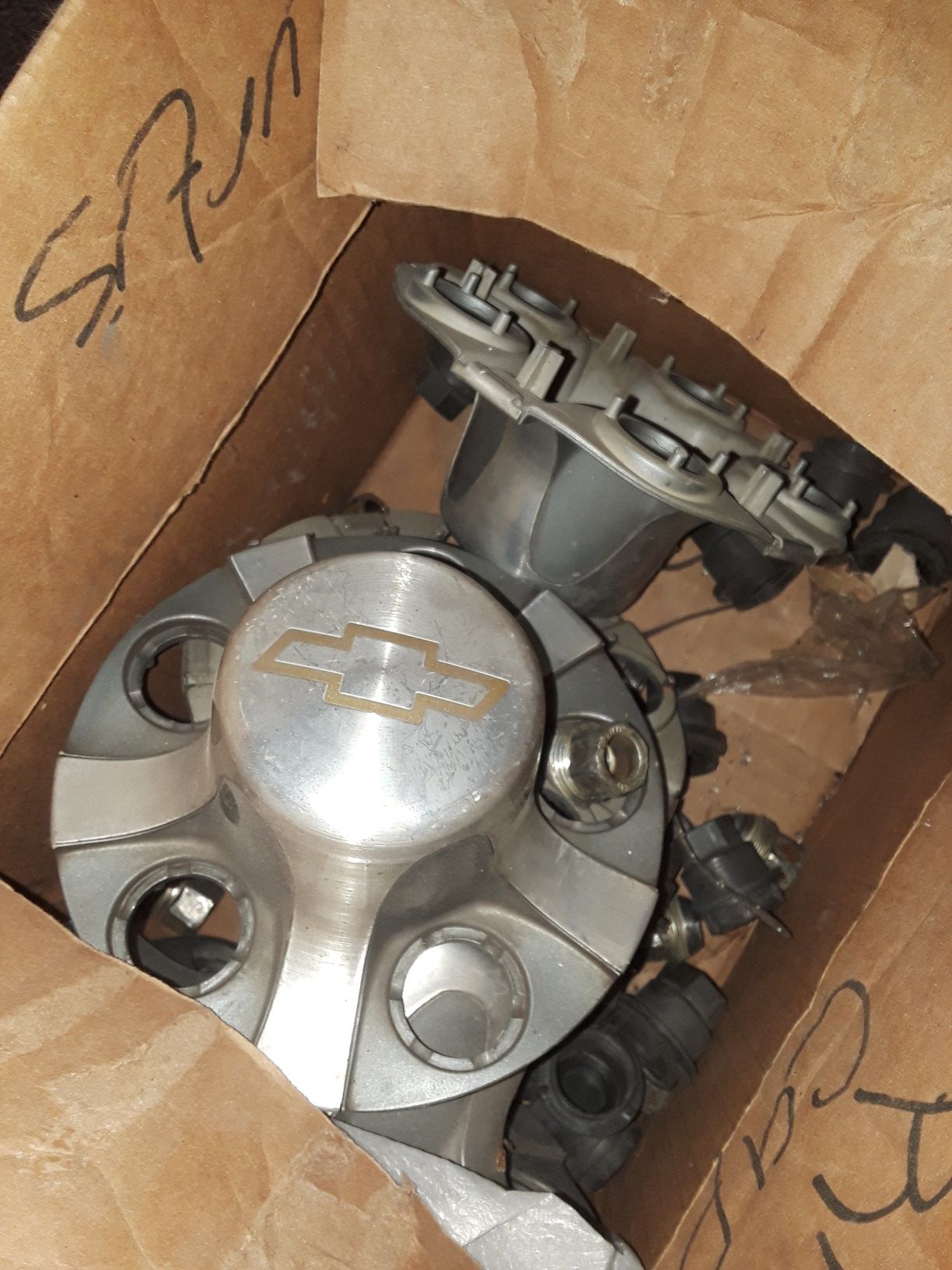 Stock s10 rim caps with lug nuts and plastic nut covers