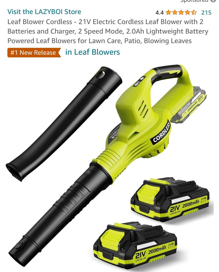 New Lazyboi Cordless Leaf Blower With 2 Batteries