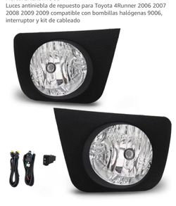Replacement fog lights for Toyota 4Runner 2006 2007 2008 2009 2009 compatible with 9006 halogen bulbs, switch and wiring kit