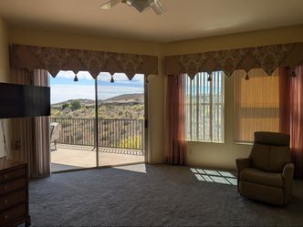 Several window treatments, valences, high end fabric, open for sale as we clean out the condo!