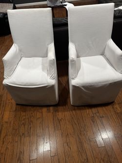 Restoration Hardware Parsons Slipcovered Track Arm Dining Chairs
