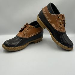 LL Bean Mens Duck Boots Waterproof Leather Laced Brown Tan Size 7 M
