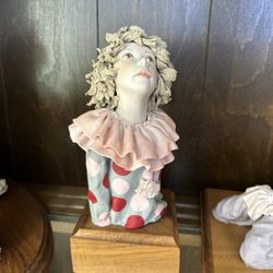 Vintage Ceoci Handmade Bisque Style Porcelian Clown