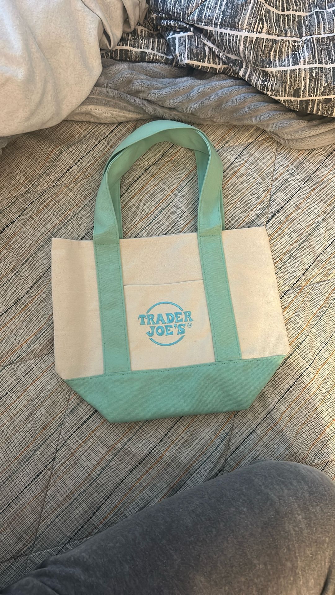 Pastel Green Trader Joes mini tote