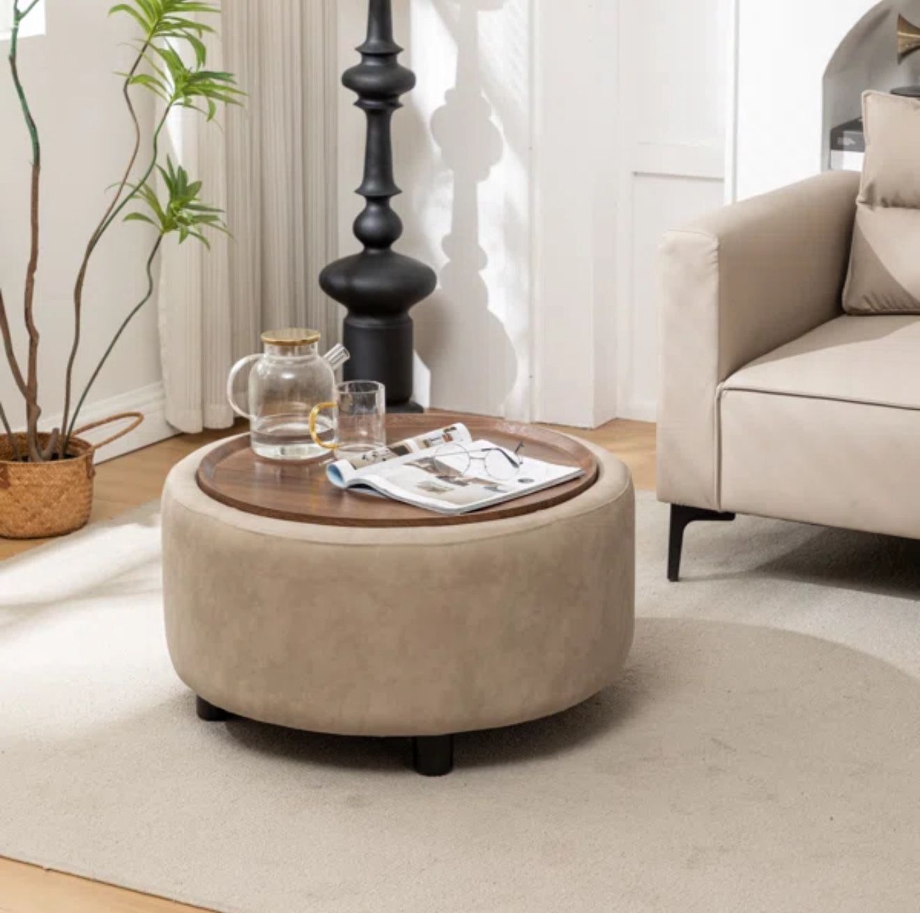 Eniyah Round Cocktail Ottoman with Storage