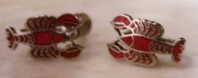 Sterling silver and enamel Lobster earrings