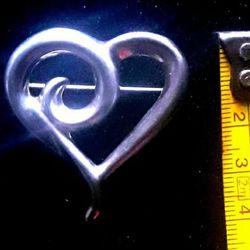 925 STERLING SILVER. Large Heart Pin. Genuine Thai Sterling