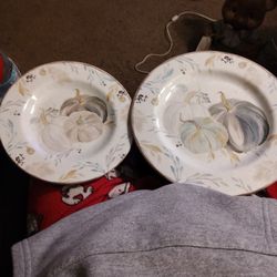 Fall Pumpkins "Harvest Autumn Melamine"  (4) Salad Plates & (4) Dinner Plates