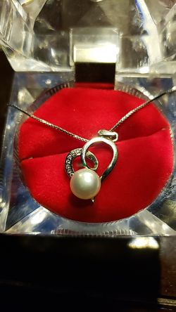 925 silver freshwater pearl pendant with silver necklace