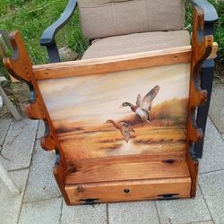 Beautiful  Gun Rack With A Built In Picture of Ducks In A Meadow 