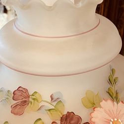 Antique Victorian Hand painted Hanging Light With Long Chain.