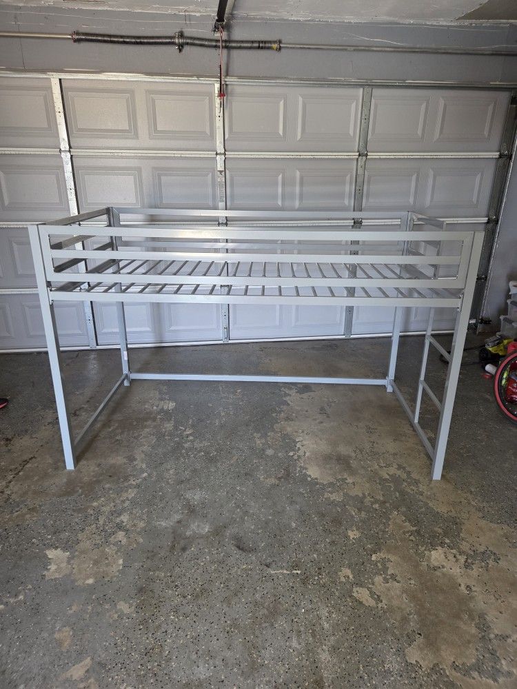 Brand New Junior Loft Twin Bed Contemporary Modern Silver