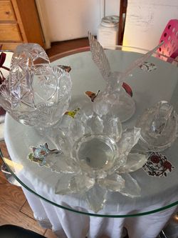 Clear Glass Crystal Decorative Pieces Set