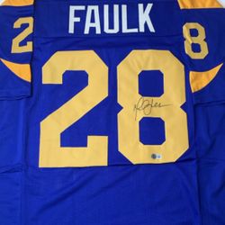 Marshall Faulk Signed Blue Custom Jersey