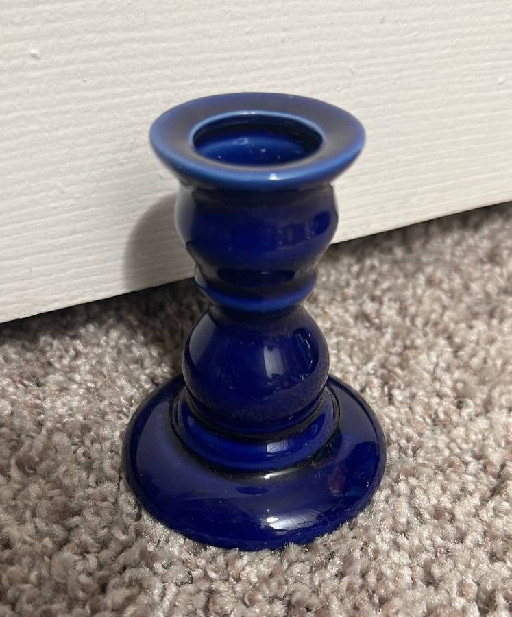 Vintage Single Colbert Blue Candle Holder Decor Accent Made In Japan