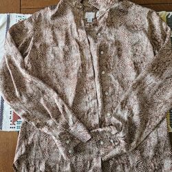 A New Day Brown Animal Print Blouse - XS