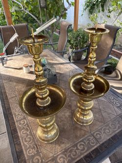 large brass candle holders (candlesticks) Solid Casted Brass