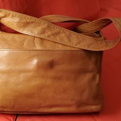 Julia Duren Brown Rainguarded Leather Shoulder Crossbody Clutch Bag Purse USA