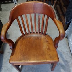 Vintage 20th Century Hardwood Lawyers / Bankers Chair