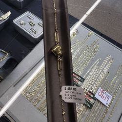 14k Heart Link Bracelet 