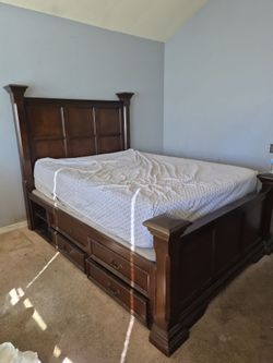 Real wood dark bedroom set
