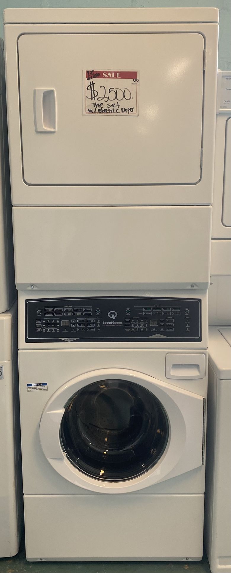 SPEEDQUEEN STACKABLE WASHER W/ ELECTRIC DRYER -20% Off Discount 