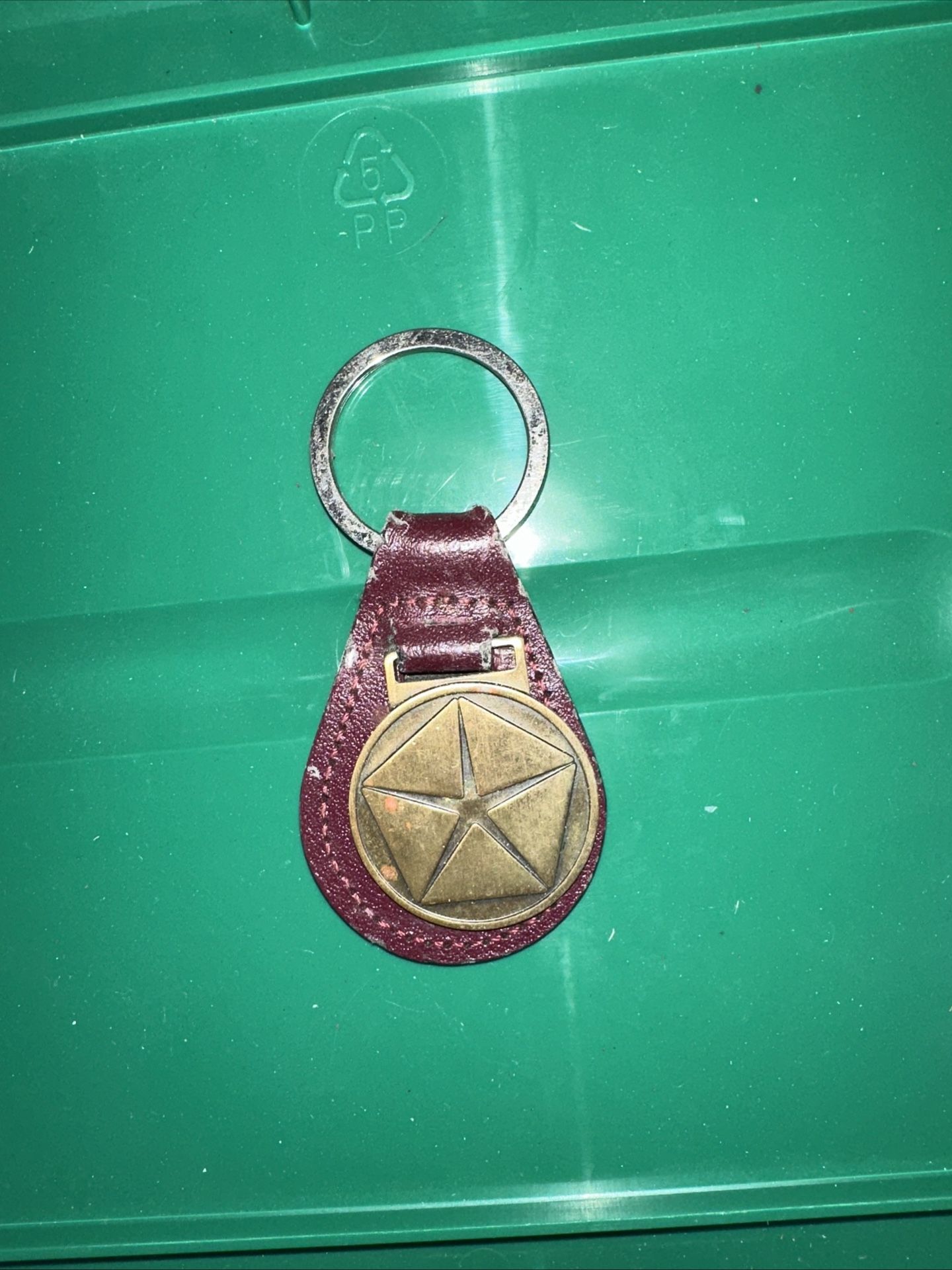 Vintage Chrysler Red Leather Keychain
