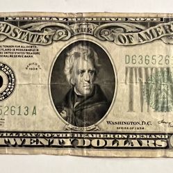 1934 USA $20 Federal Reserve Note - Washington DC Mint