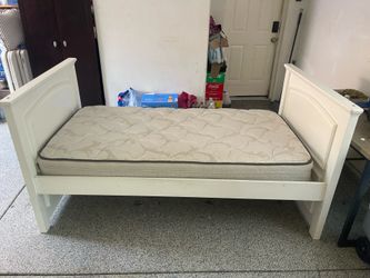 75X39X10 twin bed frame with mattress included. There’s no stains on the mattress