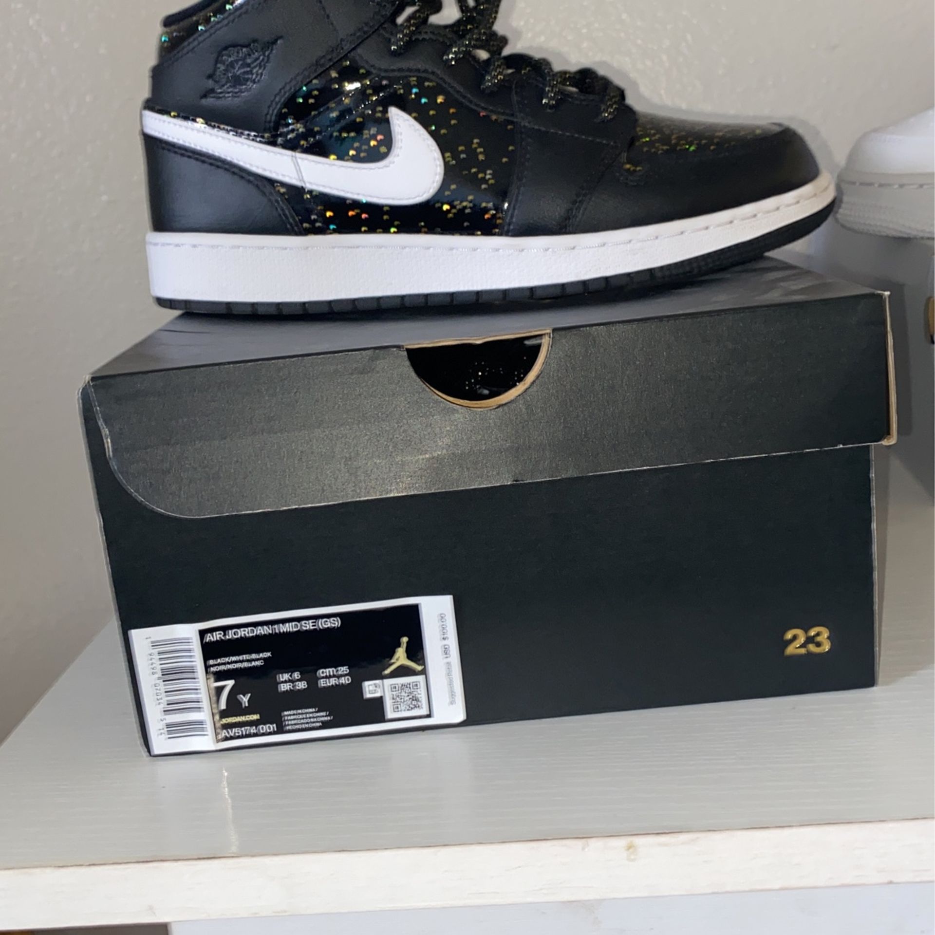 Air Jordan Size Mid Black Sparkles