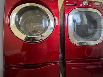 LG/Kenmore Elite Laundry Pair - Red - Includes Storage Pedestals