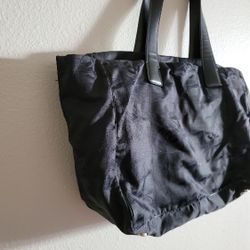 Chanel Mark Fabric Black Tote Bag Handbag