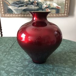 Large Glass Vase Red Gold made in Spain