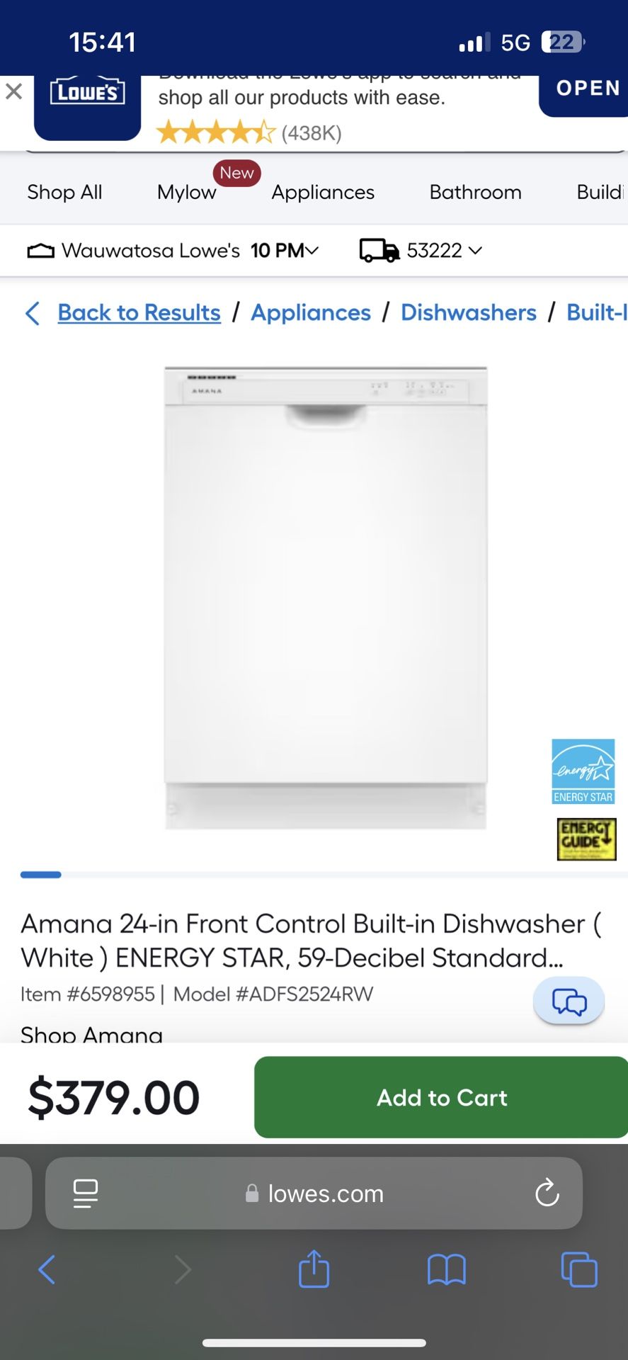 New Amana Dishwasher