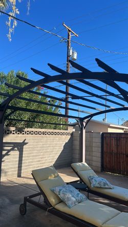 Outdoor Arched Pergola Dark Metal Frame