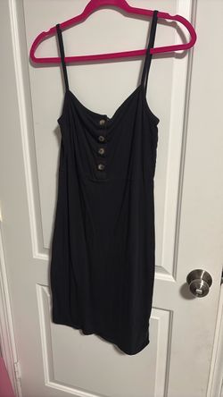 Black Mini Dress with Button Detail