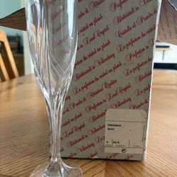NEW 6 Echt Bleikristall Genuine 24% Lead Crystal Gold Trim Champagne Flutes Germany.