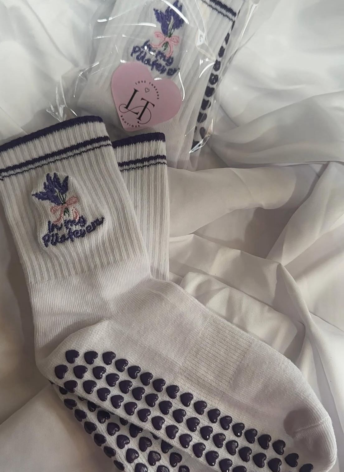 Lavender Pilates Grip Socks β Cute Aesthetic β NEW β