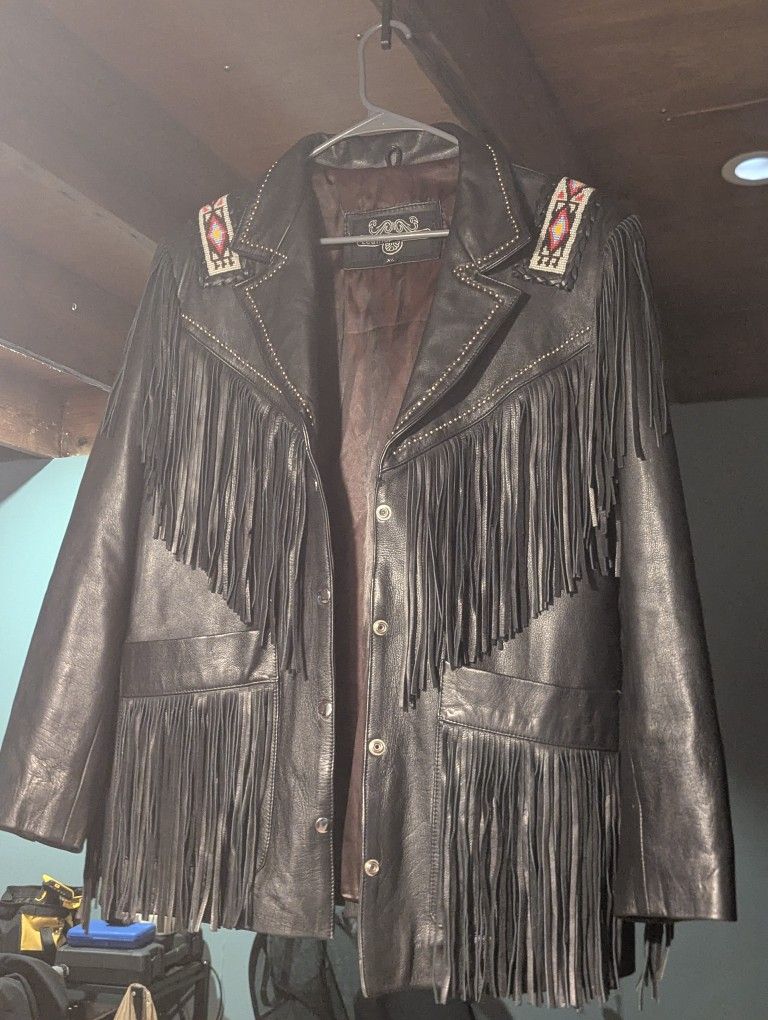Leather Gallery  Woman Leather Beaded Jacket XL